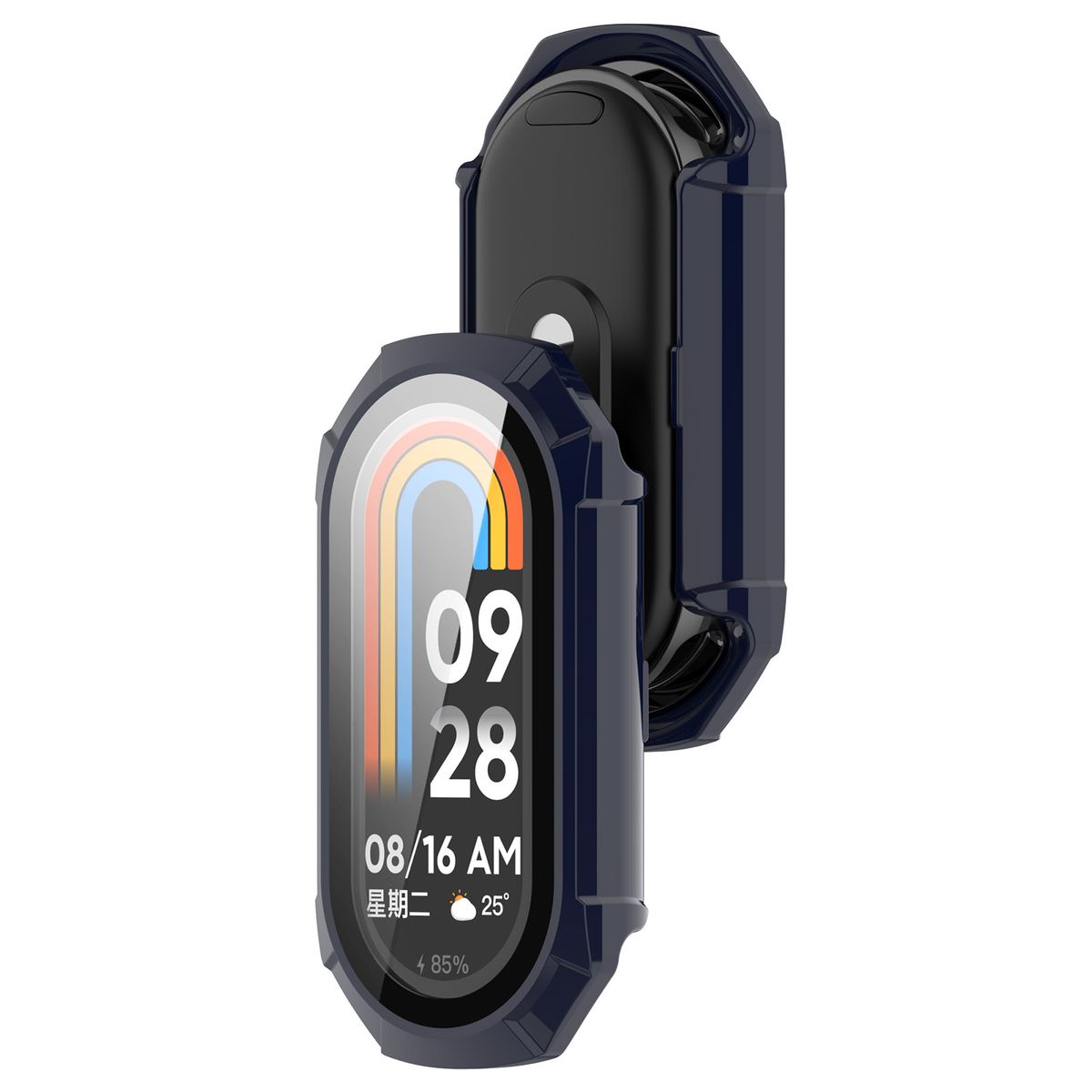 Etui ze szkłem do zegarka Bizon Case Watch Adamo do Xiaomi Smart Band 9, niebieskie